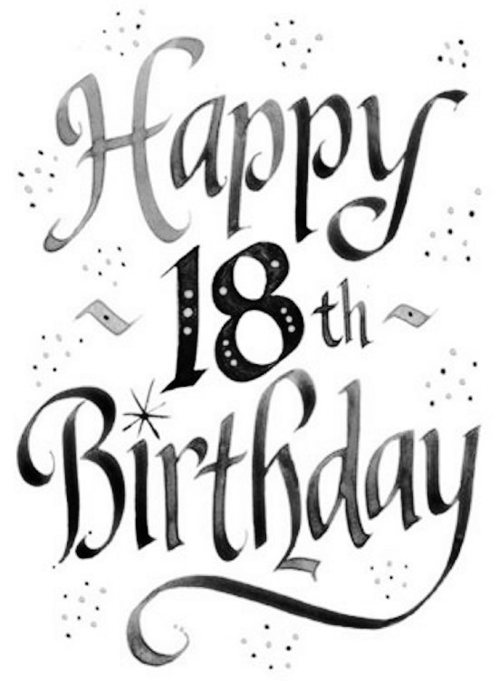 Картинка с надписью 18 лет с днем рождения